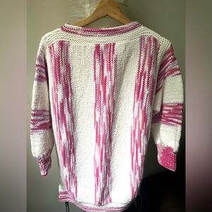 Handmade  Crew Neck Long Chunky Striped Sweater Size L